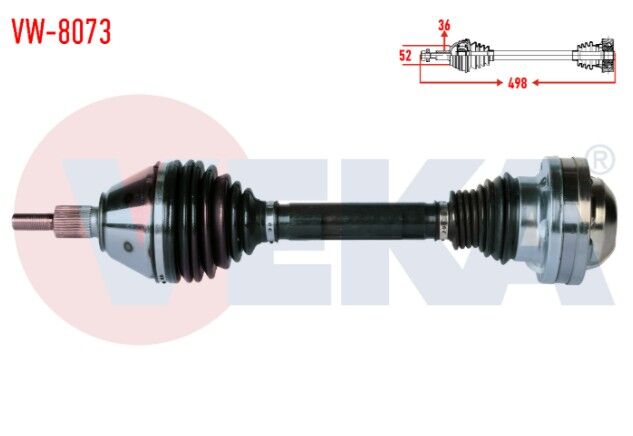 Volkswagen Polo (6R,6C) 1.6 TDI A-T Uzunluk 498mm 2009- Komple Aks Sol Ön