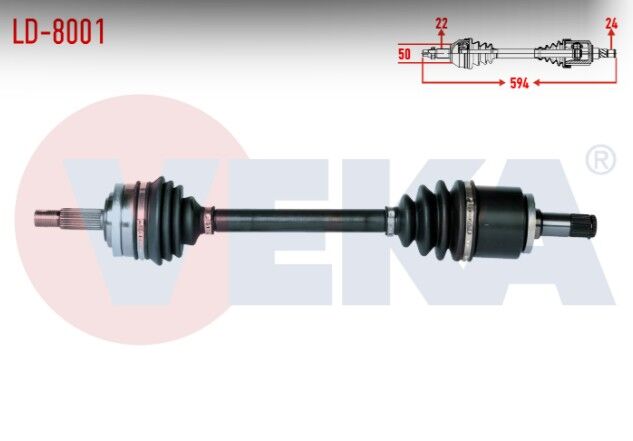 Lada Samara 1500 1986-1994 / Vega 1.5 2000- Komple Aks Sol Ön 6 Bilyalı Tıp Uzunluk 594mm