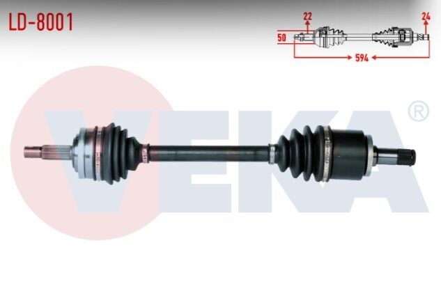 Lada Samara 1500 1986-1994 / Vega 1.5 2000- Komple Aks Sol Ön 6 Bilyalı Tıp Uzunluk 594mm