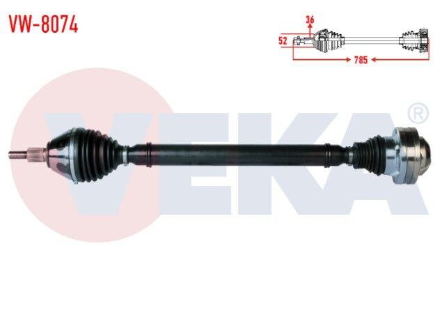 Volkswagen Polo (6R,6C) 1.6 TDI A-T Uzunluk 785mm 2009- Komple Aks Sağ Ön