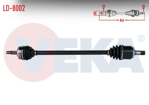 Lada Samara 1500 1986-1994 / Vega 1.5 2000- Komple Aks Sağ Ön 6 Bilyalı Tip Uzunluk 842mm