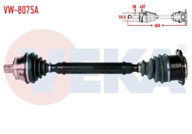 Volkswagen Passat (3B3) 2.5 TDI Absli 45 DIS M-T Uzunluk 603mm 2000-2005 Komple Aks Sol Ön