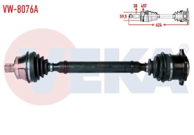Volkswagen Passat (3B3) 2.5 TDI Absli 45 DIS M-T Uzunluk 624mm 2000-2005 Komple Aks Sağ Ön