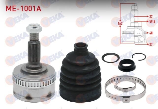 Mercedes Vito (638) 108 - 110 - 113 - 114 CDI 1997-2003 Aks Kafası Sol-Sağ Ön Dış Absli 48 DIS 27X27X59,8 Uzunluk 162mm