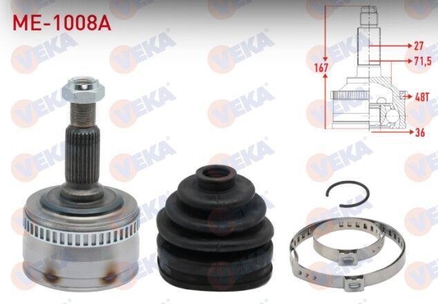 Mercedes Vito (638) 108 CDI Absli 48 DIS 27X36X71,5 Uzunluk 167mm 1997-2003 Aks Kafası Sol-Sağ Ön Dış