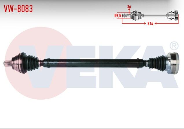 Volkswagen Golf VI (5K1) 1.6 TDI 5 İleri M-T Uzunluk 814mm 2008-2013 Komple Aks Sağ Ön