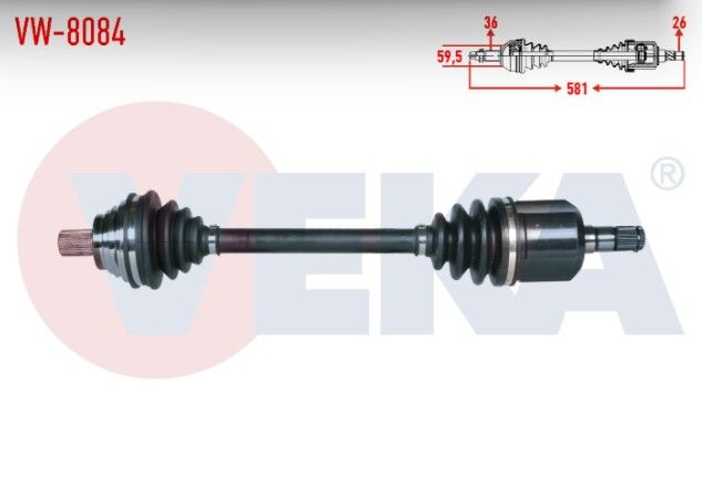 Volkswagen Golf V (1K1) 1.6i A-T 6 İleri Uzunluk 581mm 2003-2009 Komple Aks Sol Ön