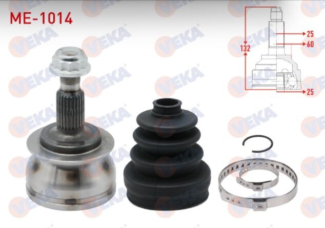 Mercedes B Serisi (W245) 180 CDI M-T 25X25X60 Uzunluk 132 mm 2005-2011 Aks Kafası Sol-Sağ Dış