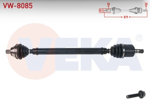 Volkswagen Golf V (1K1) 1.6i A-T 6 İleri Uzunluk 879mm 2003-2009 Komple Aks Sağ Ön