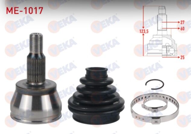 Mercedes A Serisi (W169) A150 - A160 - A180 - A180 CDI 27X25X60 Uzunluk 123,5mm 2004-2012 Aks Kafası Sol-Sağ Ön Dış