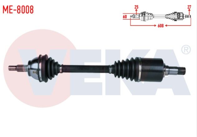 Mercedes A Serisi (W169) A 150 A-T Uzunluk 608mm 2004-2012 Komple Aks Sol Ön