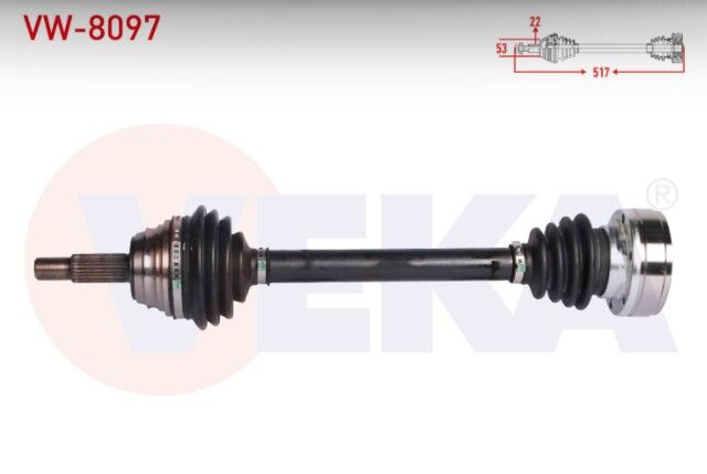 Volkswagen Polo (6N1) 1.6 Uzunluk 517 mm 1994-1999 Komple Aks Sol Ön