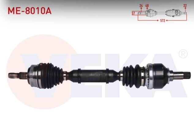 Mercedes A Serisi (W168) A 160 A-T/M-T 1997-2004 / Vaneo (414) 1.7 CDI M-T 2002-2005 Komple Aks Sol Ön Absli 48 Dış Uzunluk 572 mm