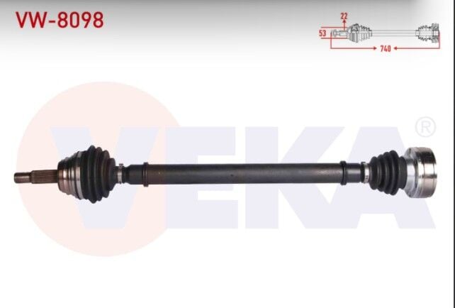 Volkswagen Polo (6N1) 1.6 Uzunluk 740 mm 1994-1999 Komple Aks Sağ Ön