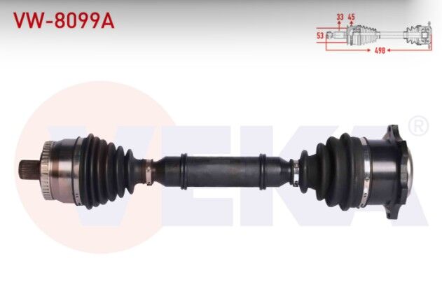 Volkswagen Passat (3B2) 1.9 TDI Absli 45 Dış Uzunluk 498 mm 1996-2000 Komple Aks Sol Ön