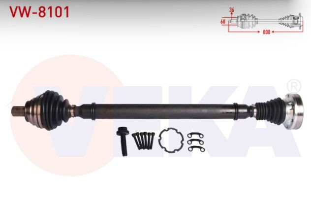 Volkswagen Golf VI (AJ5) 1.4 TSI M-T Uzunluk 800 mm 2009-2012 Komple Aks Sağ Ön