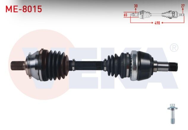 Mercedes A Serisi (W176) A80 CDI - A200 CDI - A200 2012- / B Serisi (W246) B180 - B180 CDI -B200 2011- / Cla Coupe (C117) CLA180 CDI - CLA 200 2013- Komple Aks Sağ Ön Uzunluk 498mm