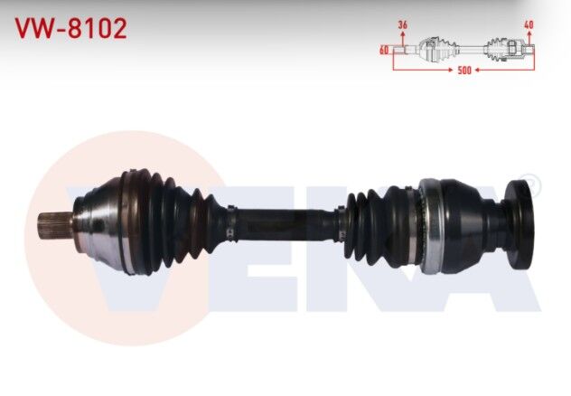 Volkswagen Tiguan (5N_) 1.4 TSI 4motion Uzunluk 500 mm 2007-2016 Komple Aks Sol Ön