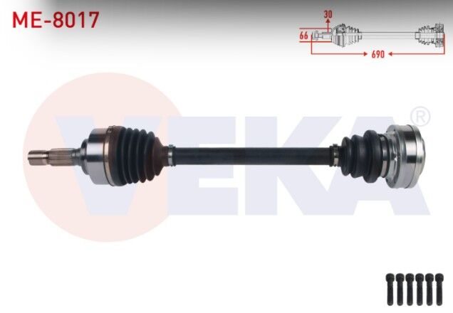 Mercedes Sprinter 5T (906) 4X4 2006- Komple Aks Sol-Sağ Ön Uzunluk 690mm