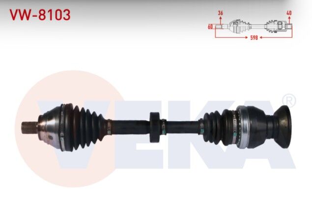 Volkswagen Tiguan (5N_) 1.4 TSI 4motion Uzunluk 598 mm 2007-2016 Komple Aks Sağ Ön