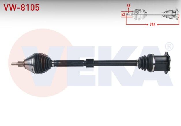 Volkswagen Polo (6R) 1.0 TSI A-T Uzunluk 762 mm 2009 Komple Aks Sağ Ön