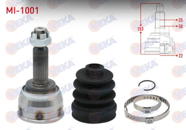 Hyundai Accent I (X-3) 1.3i 25X22X50 Uzunluk 153 mm 1994-2000 Aks Kafası Sol-Sağ Ön Dış