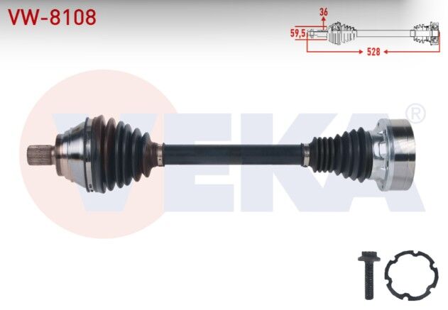 Volkswagen Passat (3G2) 1.4 TSI M-T 2014-/ Skoda Superb (3V3) 1.4 TSI M-T 2015- Komple Aks Sol Ön Uzunluk 528mm