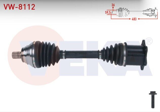 Volkswagen Passat (3G2) 2.0 TDI A-T 2014-/ Skoda Superb (3V3) 2.0 TDI A-T 2015- Komple Aks Sol Ön Uzunluk 483mm