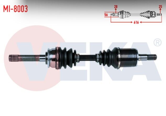 Mitsubishi L 200 (K7T,K6T) 2.5 TD 4X4 1996-2007/ Pajero II (V3W,V2W,V4W) 2.5 TD 1990-1999 Komple Aks Sol Ön Uzunluk 614mm