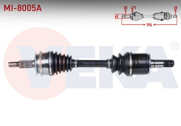 Mitsubishi L200(KA_T, KB_T) 2.5 DI-D 4X4 07-15/L200(KJ_,KK_,KL_)2.4 DI-D 4X4 15-/L200(KJ_, KK_, KL_)2.2 DI-D 4X4 19-/Fiat Fullback(502_, 503_)2.4 D 4x4 16- Komple Aks Sol Ön Absli 47 Dış Uzunluk 594mm