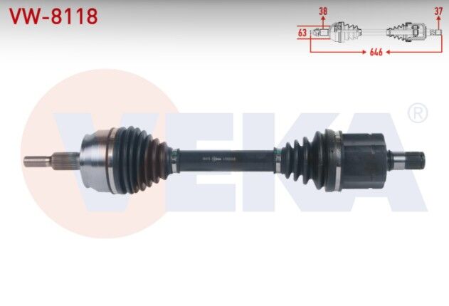 Volkswagen Transporter VI 2.0 TDI A-T 2015- Komple Aks Sol Ön Uzunluk 646mm