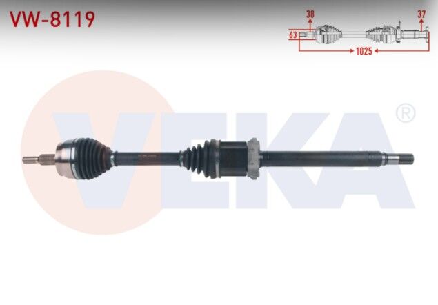 Volkswagen Transporter VI 2.0 TDI A-T 2015- Komple Aks Sağ Ön Uzunluk 1025mm