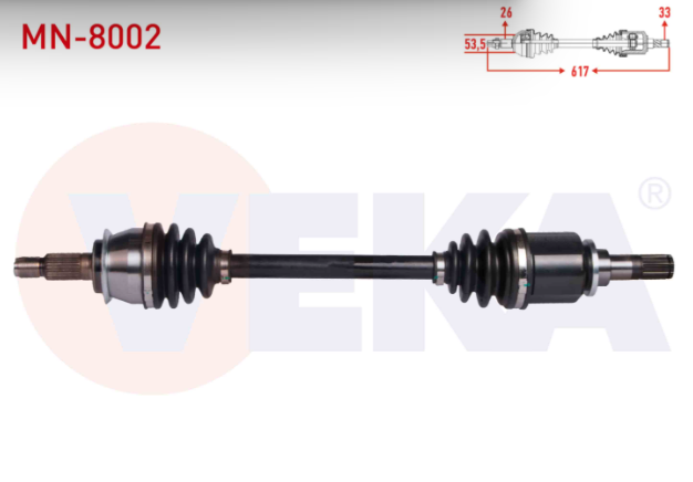 Mini Cooper (R50,R53) 1.6 A-T Uzunluk 617 mm 2001-2006 Komple Aks Sol Ön