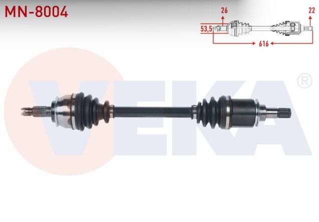 Mini Cooper (R50,R53) 1.6 M-T / Cooper One (R50,R53) 1.6 M-T Uzunluk 616mm 2001-2006 Komple Aks Sol Ön