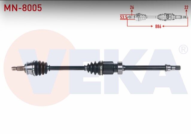 Mini Cooper (R50,R53) 1.6 M-T / Cooper One (R50,R53) 1.6 M-T Uzunluk 886mm 2001-2006 Komple Aks Sağ Ön