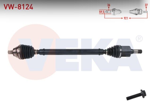 Volkswagen Passat (3G2) 2014- Caddy V (SK) 2021- Tiguan (AD1) 2016 - Arteon (3H7) 2.0 TSI A-T 2017- / Audi Q3 (F3B) 2.0 TDI A-T 2018- / Audi Q3 (F3B) 2.0 TDI A-T 2018- Komple Aks Sağ Ön Uzunluk 921mm