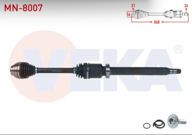 Mini Cooper (F55) 1.5 - 1.5 D A-T 2013- Komple Aks Sağ Ön Uzunluk 868mm