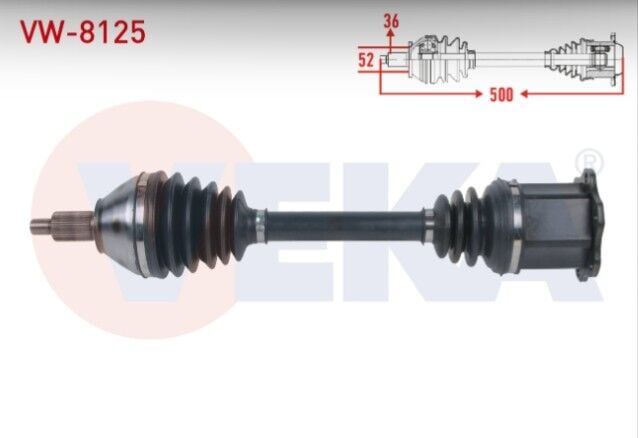 Volkswagen Polo (AW1) 1.0 TSI DSG 2017-/ Seat Ibiza V (KJ1) 1.0 TSI DSG 2017- / Skoda Kamiq (NW4) 1.0 TSI DSG 2019- Komple Aks Sol Ön Uzunluk 500mm