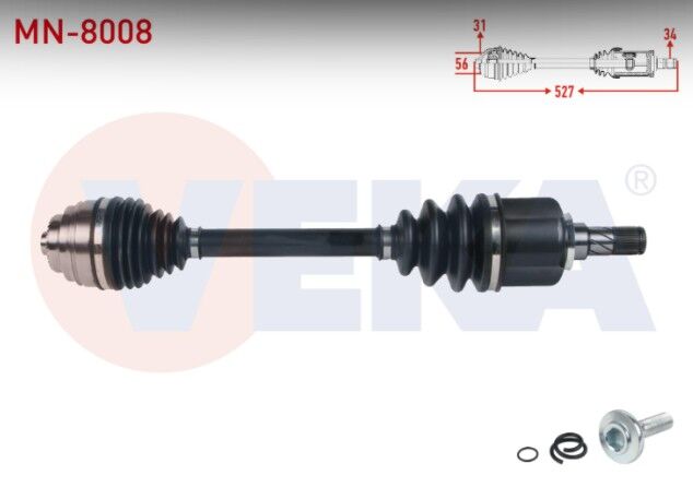 Mini Cooper ( F55-F56 ) 1.5 M-T 6 Vites 2013- Komple Aks Sol Ön Uzunluk 527mm