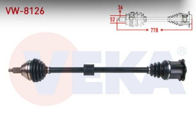 Volkswagen Polo (AW1) 1.0 TSI DSG 2017-/ Seat Ibiza V (KJ1) 1.0 TSI DSG 2017- / Skoda Kamiq (NW4) 1.0 TSI DSG 2019- Komple Aks Sağ Ön Uzunluk 778mm