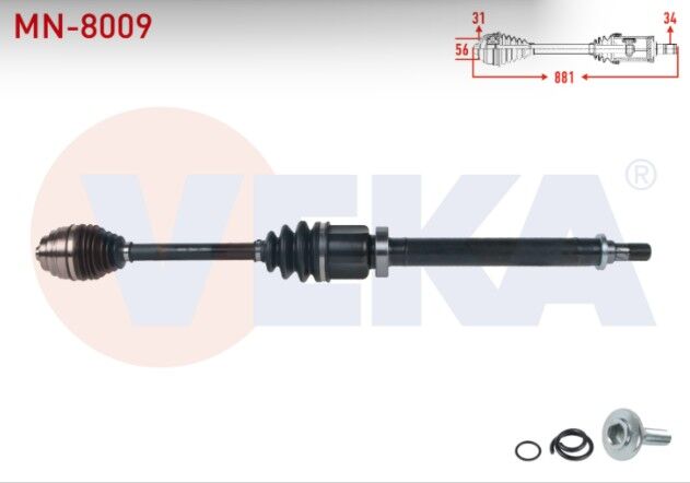 Mini Cooper ( F55-F56 ) 1.5 M-T 6 Vites 2013- Komple Aks Sağ Ön Uzunluk 881mm