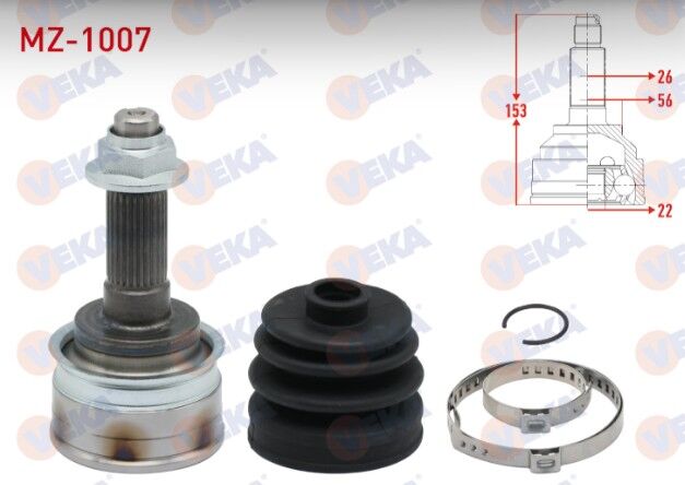 Mazda 323 IV (BG) 1.5i 26X22X56 Uzunluk 152mm 1989-1994 Aks Kafası Sol-Sağ Ön Dış