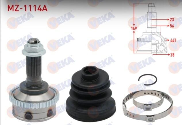 Mazda 626 V (GF) 2.0i 16v Absli 44 DIS A-T/M-T 28X23X56 Uzunluk 149 mm 1997-2002 Aks Kafası Sol-Sağ Ön Dış