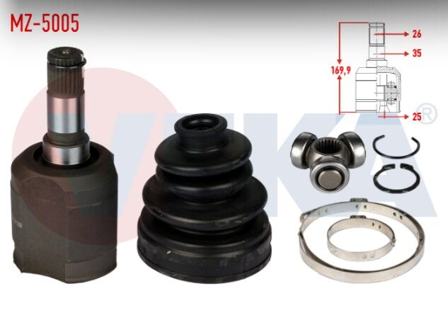 Mazda 626 III (GD) 1.6i 26X25X35 Uzunluk 168,8mm 1987-1992 Aks Kafası Sol-Sağ Ön İç