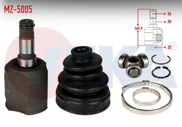 Mazda 626 III (GD) 1.6i 26X25X35 Uzunluk 168,8mm 1987-1992 Aks Kafası Sol-Sağ Ön İç