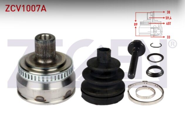 Audi A4 (8E2,B6) 1.6 Absli 45 DIS 38X33X59,4 Uzunluk 89 mm 2000-2004 Aks Kafası Sol-Sağ Ön Dış