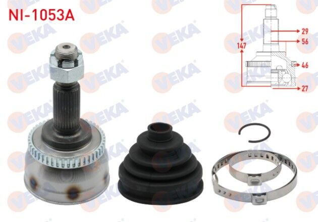 Nissan Maxima III (A32) 2.0i V6 24v Absli 46 DIS 29X27X56 Uzunluk 147 mm 1995-2000 Aks Kafası Sol-Sağ Ön Dış