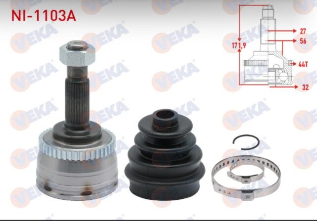 Nissan Primera (P11) 2.0i 16v Absli 44 DIS 27X32X56 Uzunluk 171,9 mm 1996-2001 Aks Kafası Sol-Sağ Ön Dış