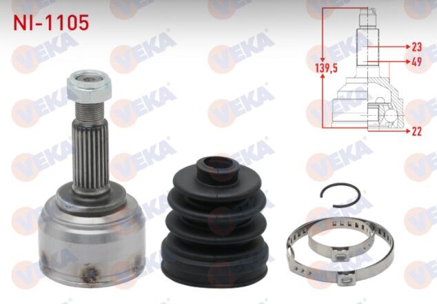 Nissan Micra (K12) 1.5 DCI 23X22X49,3 Uzunluk 142,3mm 2003-2010 Aks Kafası Sol-Sağ Ön Dış