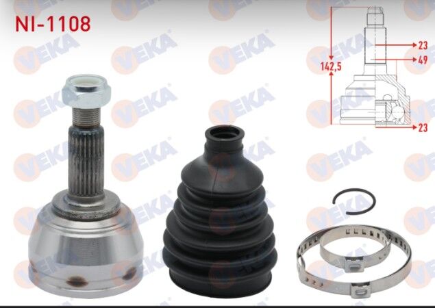 Nissan Micra (K12) 1.5 DCI M-T 23X23X49 Uzunluk 142,5mm 2003-2010 Aks Kafası Sol-Sağ Ön Dış